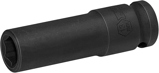 Jetech 1/2-Inch Drive 13mm Deep Impact Socket with 6-Point Design, Heat-Treated Chrome Molybdenum Alloy Steel, Metric