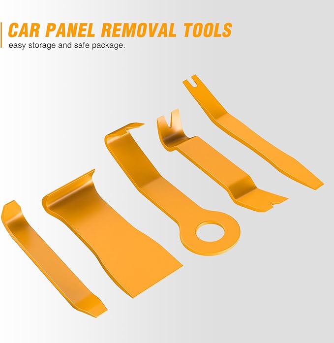 GOOACC 5PCS Auto Trim Removal Tool Kit No-Scratch Tool Kit for Car Audio Dash Window Molding Fastener Remover Tool Kit-Yellow