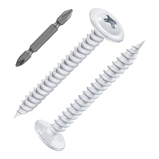 Wensilon(200 pcs)#8횞1-1/4" Phillips Truss Head Wood Screws White Iron Quick Metal Self Tapping