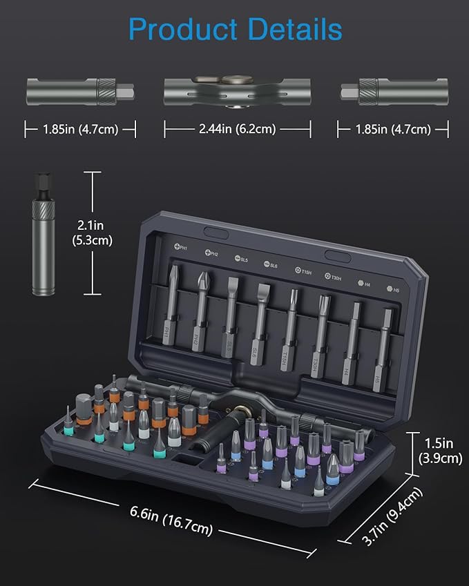AMIR 42 in 1 Ratchet Screwdriver Set, Magnetic Screwdriver Set with 40 PCS Multi Bit, DIY Repair Tool Kit with Ratchet T Handle, Screw Driver Set Kit for Tools,Bicycle,Electronic Repair