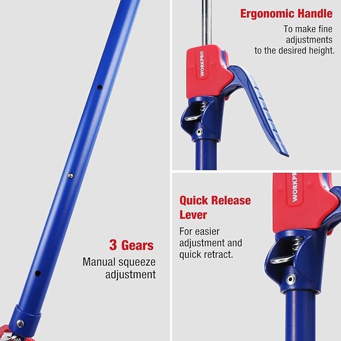 WORKPRO Cabinet Jack Support Pole, 18.5" to 29.5" Steel Telescopic Quick Support Rod Adjustable 3rd Hand Support System with 154 lbs Capacity for Cabinet Jack, Drywall Jack& Cargo Bars, 4-Pack