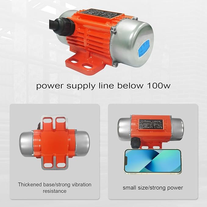 Concrete Vibrator Vibration Motor 122 LBS Force 3600 RPM Single-Phase AC 110V Vibrating Motor with Power Plug for Shaker Table(100 Watts)