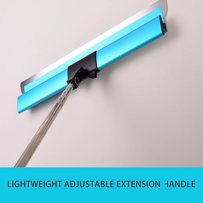 Drywall Tools Skimming Blade with Extension Handle - 12", 22" & 32" Blades Extruded Aluminum 301 Stainless Steel Construction Tools End Caps, Wall-Board with 0.5mm&0.35mm Thickness blue