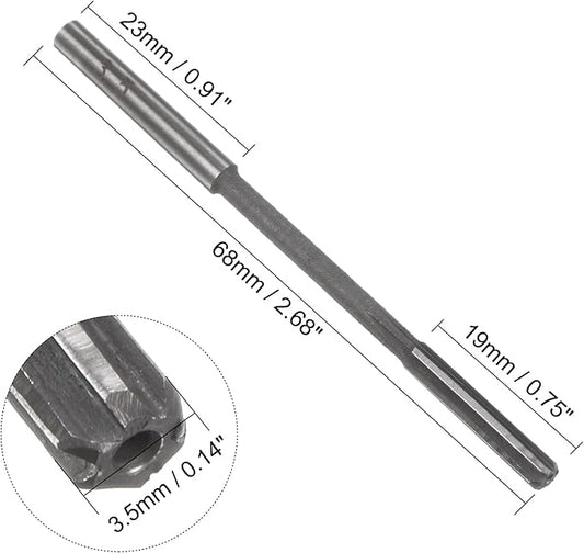 uxcell Chucking Reamer 3.5mm, H7 HSS Lathe Machine Reamer 6 Straight Flutes, Round Shank Milling Cutting Tool, Metric Reaming Drill Bit for Stainless Steel Metal Hole