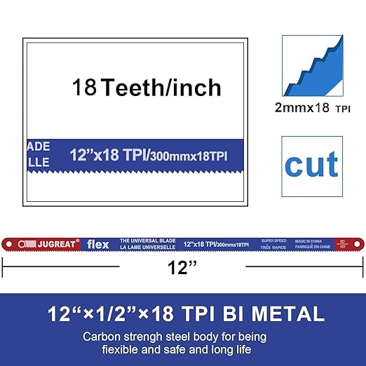 Hacksaw Replacement Blades BI-Metal (10 Pack) High Speed Steel Grounded Teeth