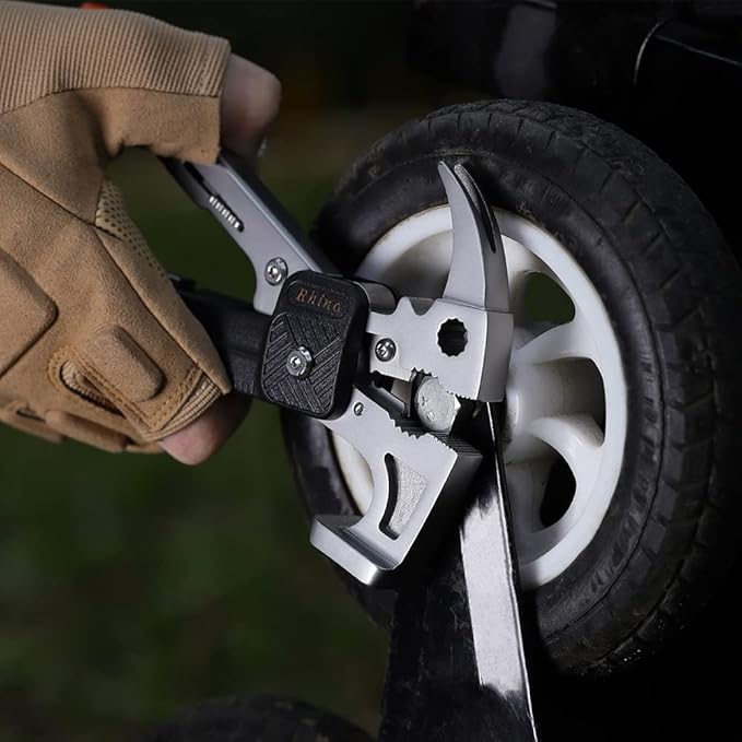ROXON 16 in 1 Tools Camping Hammer Multitool with flint stone, replaceable cutter, Best Camping Accessories with plier, knife, bottle opener, saw, ruler,