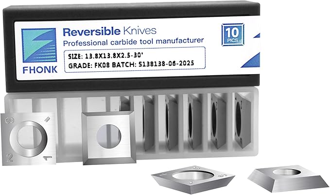 13.8mm Square Straight Carbide Cutters, for Woodturning Replacement Cutter Knives, Fits Spiral, Helical Planer Cutter, Wood Lathe Turning Tool, 10-Piece (13.8x13.8x2.5-30째)