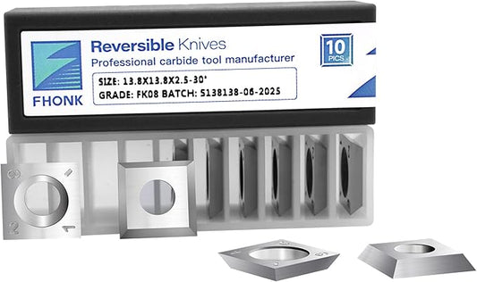 13.8mm Square Straight Carbide Cutters, for Woodturning Replacement Cutter Knives, Fits Spiral, Helical Planer Cutter, Wood Lathe Turning Tool, 10-Piece (13.8x13.8x2.5-30째)