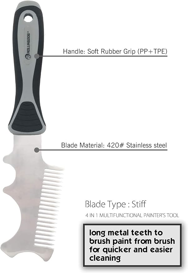 ROLLINGDOG 4 in 1 Paint Brush Comb - Paint Brush&Roller Cleaner Tool