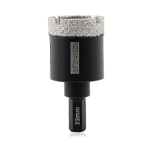 DT-DIATOOL Diamond Core Drill Bit 1-1/4 Inch for Porcelain Tile Ceramic Marble Artificial Stone Diamond Hole Saw Hex Shank