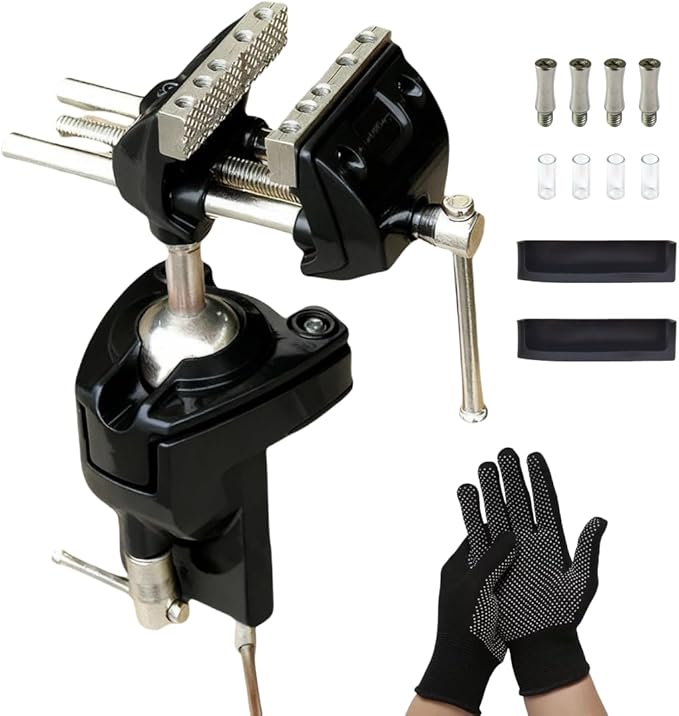 SYLPHID Bench Vise 3 Inch Heavy Duty, 360째 Swivel Base & Clamp-On Workbench Vise, Cast Steel Multi-Purpose Table Vice for Woodworking, Metalworking, Drilling, Sawing, DIY Projects