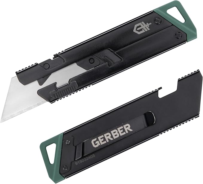 Gerber Gear EAB Utility Knife, Clips to Pocket or Keychain with Replaceable Razor Blade for Everyday Carry, EDC Gear with Box Cutter Retractable, Slim Black