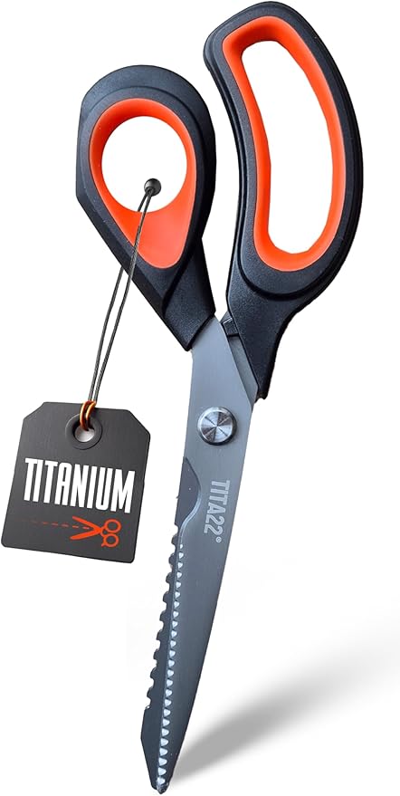 TITA22??Heavy Duty Titanium-Coated Scissors 9.5 Inch ??Multipurpose All Purpose Shears for Office, Home, School, Sewing, Fabric, Crafting, Kitchen, and Professional Use ??Durable Sharp Blades (1 Pack)