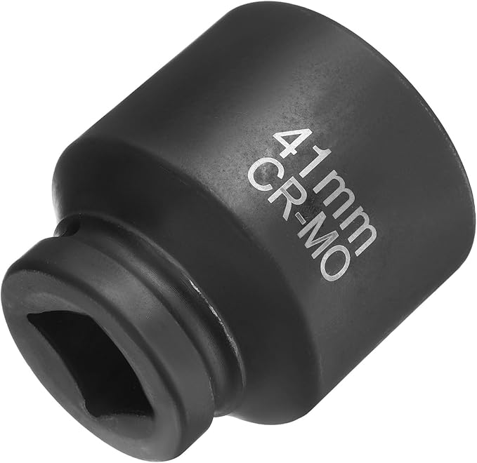 HARFINGTON 4 Point Square Socket 1" Drive 41mm Metric Square Impact Socket CR-MO Blackening Standard Wheel Sleeve Pneumatic Sleeve Tool for Auto Repair Mechanical Maintenance Home Use