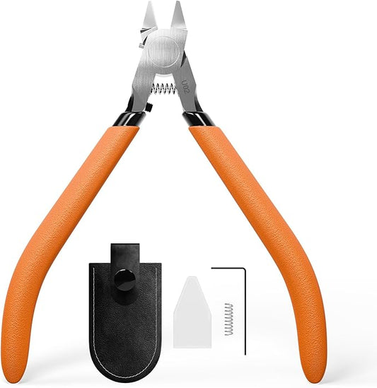 Model Nippers with Ultra-thin Single Edge, Uleey 4.9 inch Sprue Cutter for Beginners, Model Cippers for Plastic Model Building and Fixing (Orange)