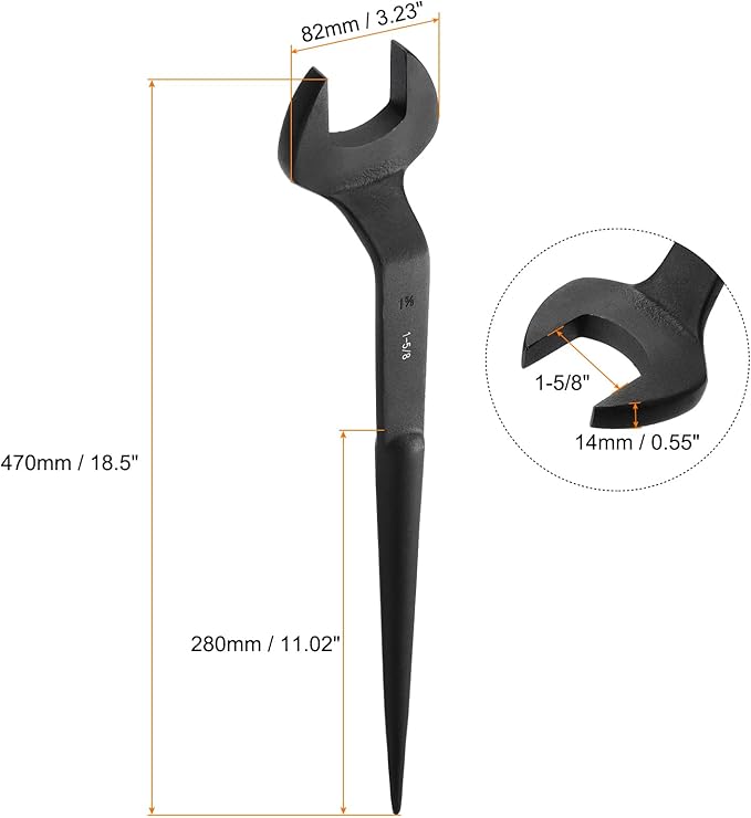 HARFINGTON Single Open End Spanner Wrench 1-5/8-inch 15 Degree Angle Single Open End SAE Construction Spanner Wrenches with 60째Offset Handle for Automotive Mechanical Maintenance