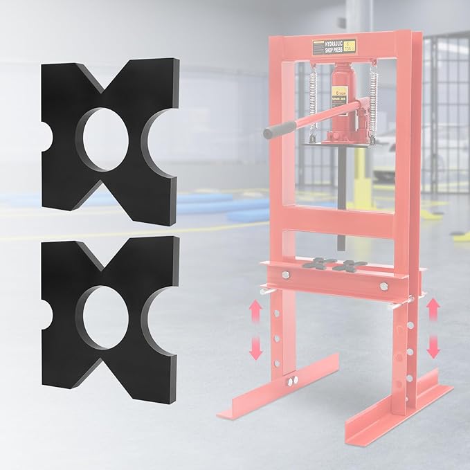 2-Pack H-Frame Hydraulic Press Plates, Universal Arbor Press Plate Set with Multiple V-U Openings & Round Holes, for 20 Ton & 32 Ton Shop Presses, 1 Inch Thick High-Strength Iron (9.75 * 9.75 * 1 in)