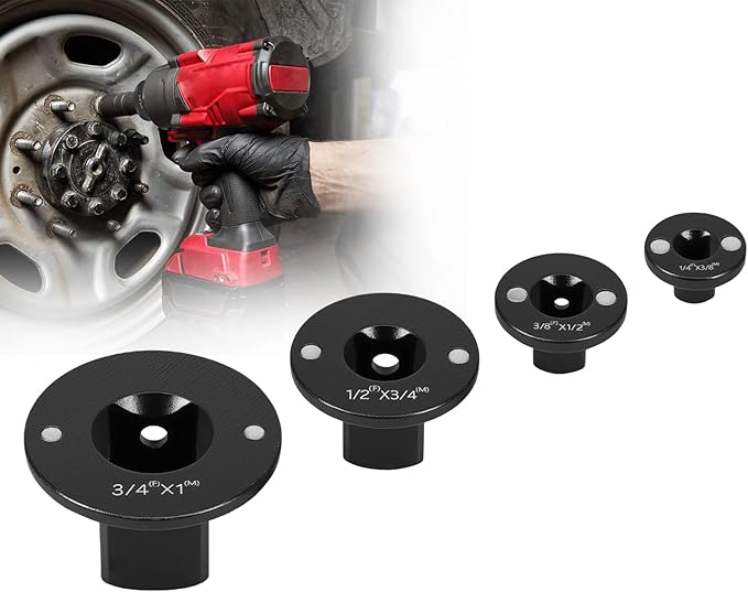 4Pcs Low Profile Impact Socket Adapter Set, Drive Ratchet Adapter Set, Magnetic Socket Adapters for Tight Space 3/4" to 1", 1/2" to 3/4", 1/2" to 3/8", 1/4" to 3/8", Standard Drive Size Converter Kit