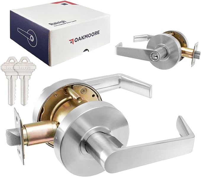 Premium Commercial Door Handle Grade 2 (Classroom) Heavy Duty Lockset Keyed ??Schools Offices Industrial Standard ??Grade 2 UL CUL and ADA ??Nickel Chrome Finish ??ANSI A156.2