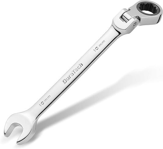 DURATECH 10mm Flex-Head Ratcheting Combination Wrench, Metric, 72-Tooth, CR-V Steel