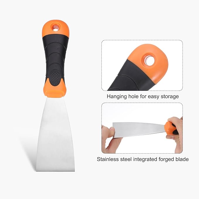 uxcell Putty Knife 2" Stainless Steel Paint Scraper Flexible Drywall Repair Mud Knives for Removing Cement Wallpaper Mud Adhesive Taping