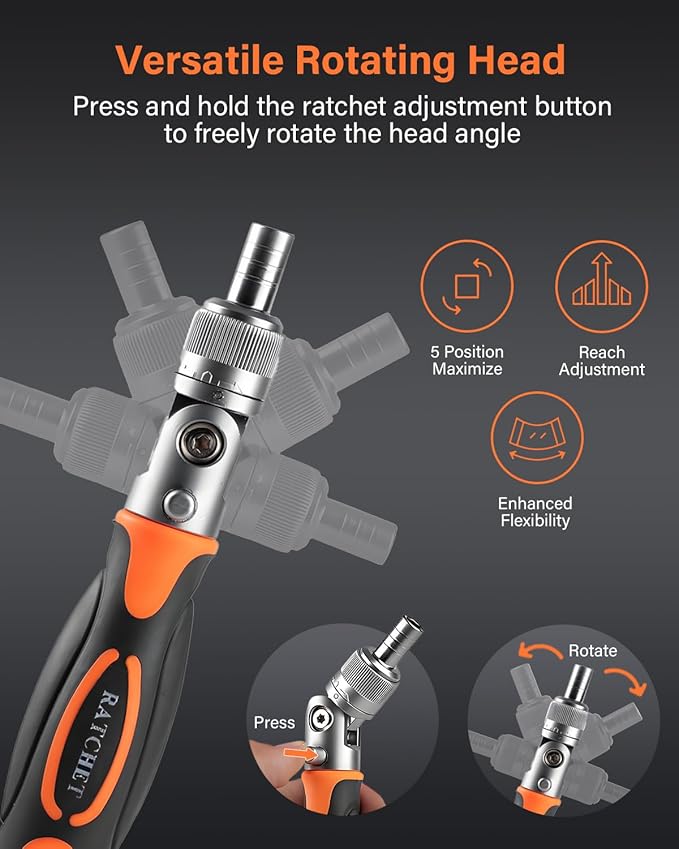 Ratcheting Screwdriver Set, 68 in 1 Socket Set & Magnetic Screwdriver Set with Rotatable Ratchet Handles, Extensions Bar and Storage Case for Phone, Computer, Bike, Car, Electronics Maintenance