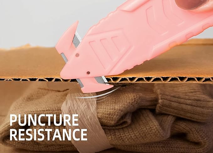 100 Pcs Safety Box Cutter T TOVIA Knife of Double-sided Recessed Concealed Blade for Household, Warehouse, Workshop - Pink