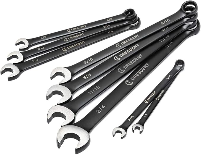 Crescent 9 Piece X10 12 Point Long Pattern Combination SAE Wrench Set - CCWS9BS