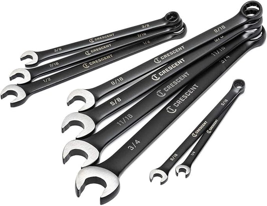 Crescent 9 Piece X10 12 Point Long Pattern Combination SAE Wrench Set - CCWS9BS