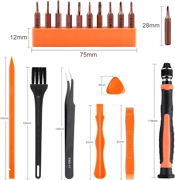 ASTARON 17 in 1 Screwdriver Set for MacBook, Repair Tool Kit with T3 T4 T5 T6 T8 P2 P5 PH000 Ph00 Y00 Magnetic Torx Bit & Opening Tool for Laptop, Macbook Air and Pro, Xbox, PS4