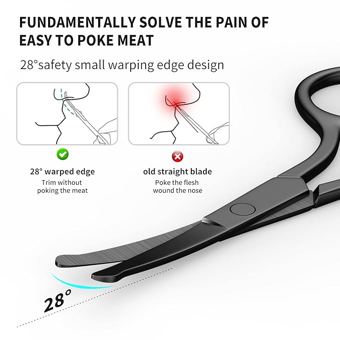 Professional Precision Grooming Scissors for Men and Women - Black Stainless Steel Round Tip for Safe Nose, Eyebrow, Beard, and Cuticle Care- AsonTao