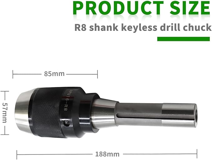 1/8"-5/8" Heavy Duty R8 Shank Lathe Keyless Drill Chuck Special Titanium Jaws