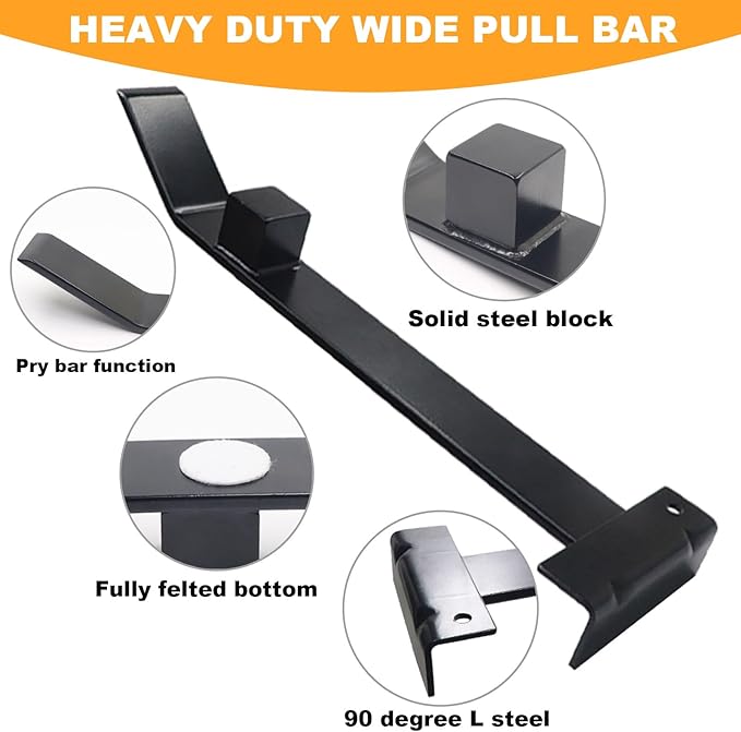 Heavy Duty Pull Bar and Pry Bar, Professional Pull Bar Flooring Installation Tool, Pry Bar with Solid Square Steel Block and Protective Felt Underside for Laminate Wood Flooring Installation