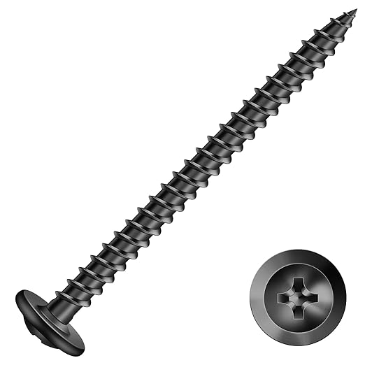 #8 x 2 Inch Wood Screw 500Pcs Alloy Steel Standard Thread Truss Head Fast Self Tapping Black Oxide by SG TZH