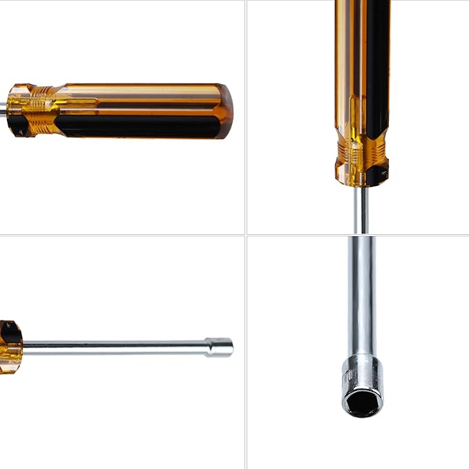 2Pcs 5.5mm Socket Wrench Screwdriver, Hex Socket Wrench High-Carbon Steel Hexagon Nut Driver Non-Magnetic Tip Hex Nut Screwdriver Hand Tool for Repairs(Plastic Handle)