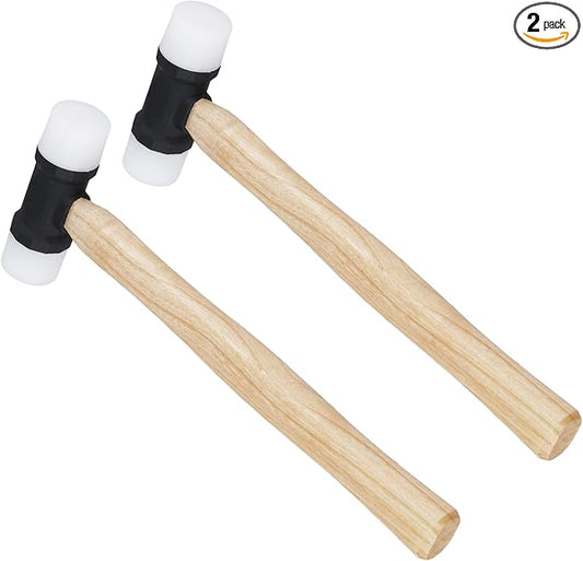 2 PCS 12 oz Soft Face Nylon Hammers, Dual Head Mallet Hammer with Non-Slip Grip for Mechanics, Woodworking, Auto, Home DIY