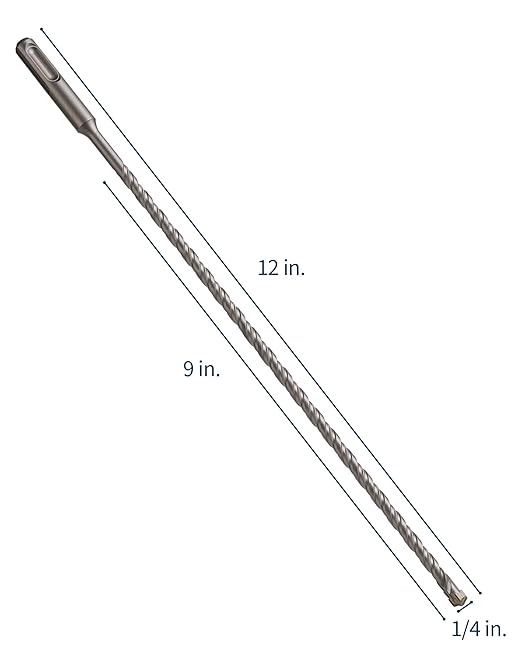 1/4 Inch x 12 Inch SDS Plus Rotary Hammer Drill Bit, Firecore Tungsten Carbide Long Drill Bits for Concrete Masonry Ceramic Tile Cement Walls Brick Rocks Stone, Brocas para Concreto