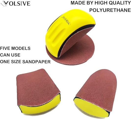 VOLSIVE 6 Inch Hand Sanding Blocks Rectangle and Mouse-Shaped Hook for Woodworking Hook Backing Sandpaper Holder for Furniture （5 Packs）