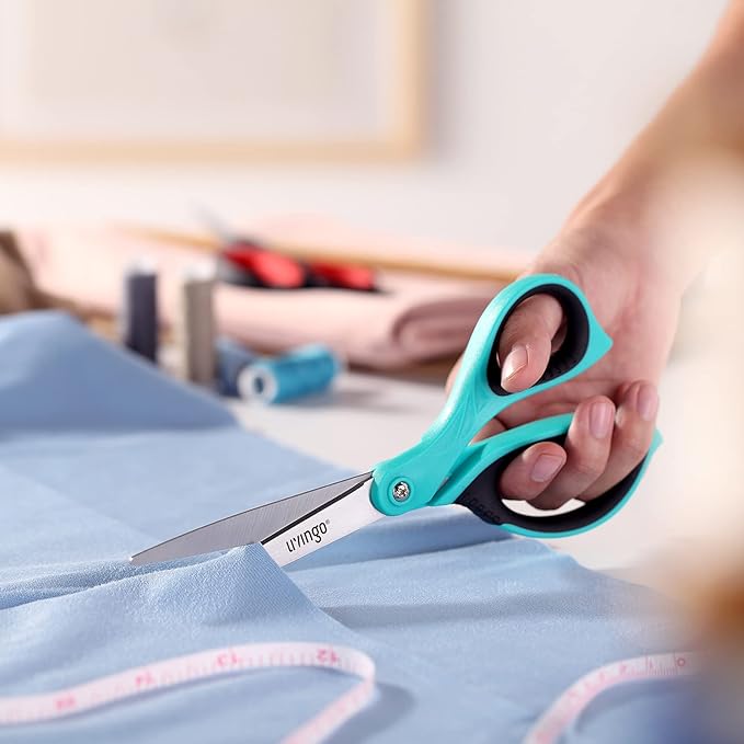 LIVINGO Scissors All Purpose Heavy Duty - 3 Pack 8.5??Blue Sharp Shears for Office Home and School Crafting Sewing Cutting Paper Fabric