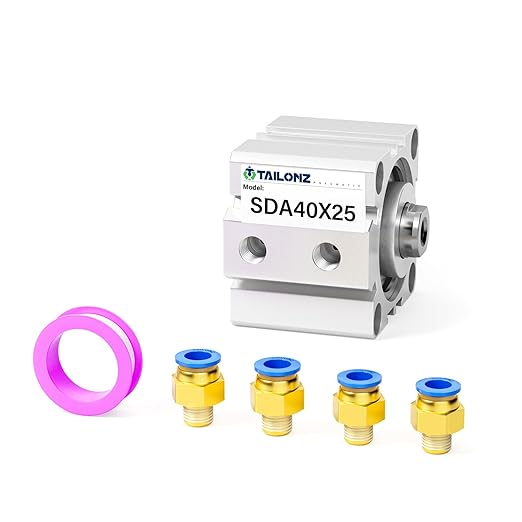 TAILONZ PNEUMATIC 40mm Bore 25mm Stroke Pneumatic Small Thin Cylinder Aluminum Pneumatic Air Cylinder SDA40-25