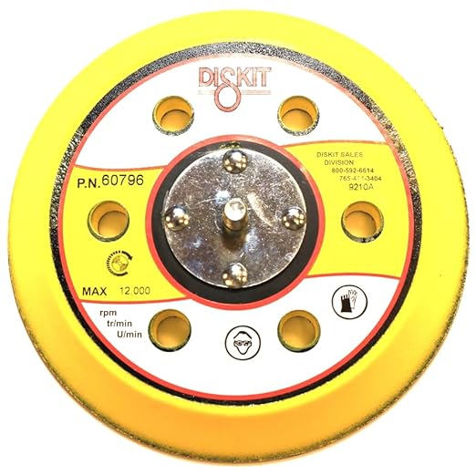 GripIt Sanding Pad 60796: Firm, 6", Hook, 6 Hole, Slant Profile, 5/16-24 Male