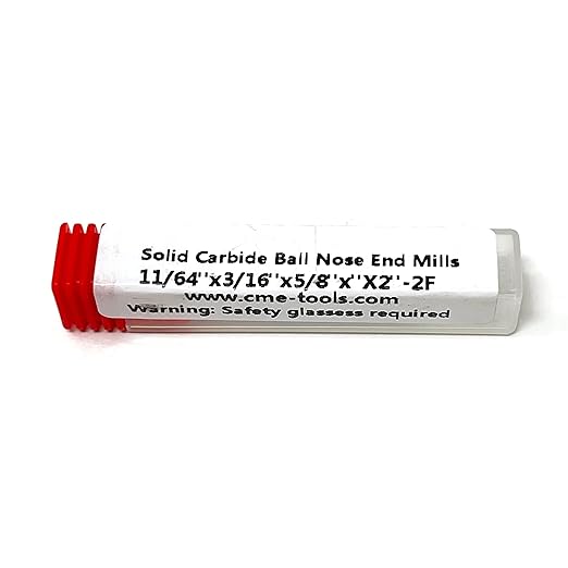 CME 5 pcs Micrograin Carbide End Mills, Ball Nose, TiAlN Coated, 11/64" Mill Diameter, 5/8" Length of Cut, 2" Overall Length, 2 Flute, Center Cutting