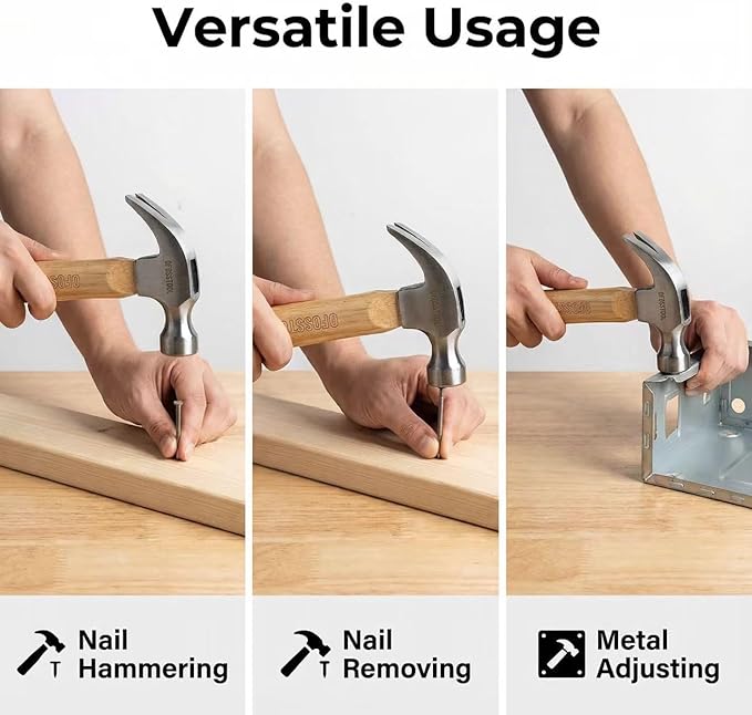 Claw Hammer Small Mallet Hammer with Wood Handle and Alloy Steel Head, 11 OZ Mini Hammer for Woodworking & DIY