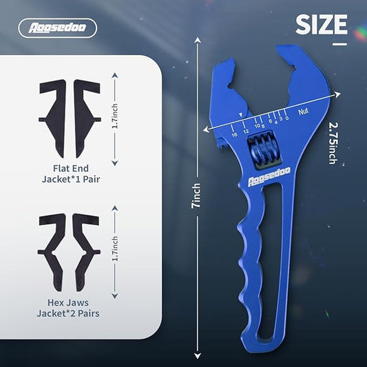 AOOSEDOO AN Fitting Wrench, AN Fitting Tool, AN Hose Fitting Wrench For 3AN-16AN Fittings Lightweight Aluminum Blue. (With Anti-scratching Jackets)