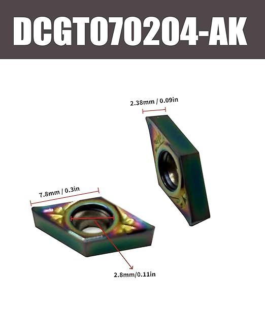 10pcs DCGT070204-AK DCGT21.51 Inserts for Aluminum DLC Colorful Coating Carbide Turning Inserts Boring and Outer circlr for Aluminum Copper Plastic Cutting