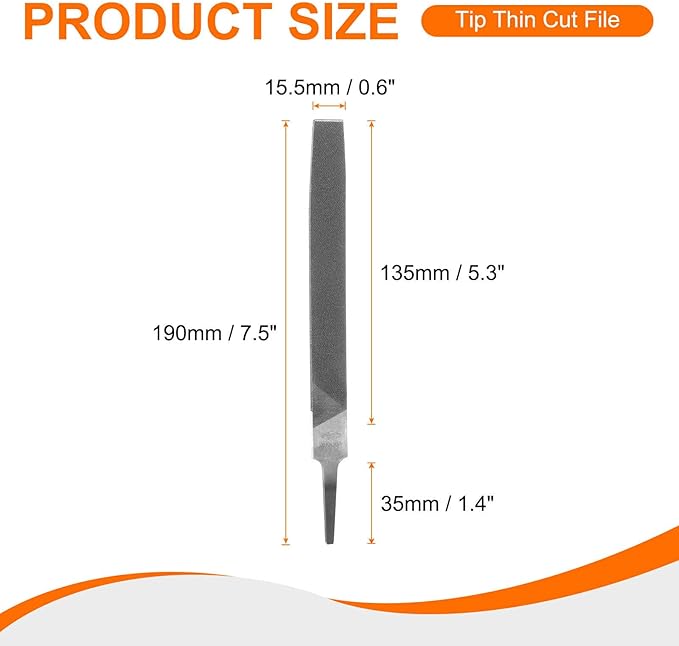 HARFINGTON Tip Thin Cut File 6" Double Cut Teeth High Carbon Steel Hand Rasp File without Handle for Metal Wood Deburring Removing