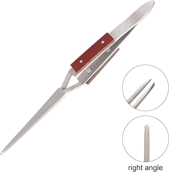 3pcs Soldering Tweezers Set Jewelry welding tweezers Cross Lock Tweezers for Jewelry Making 45° & Straight + 90° Angled Solder Tweezers