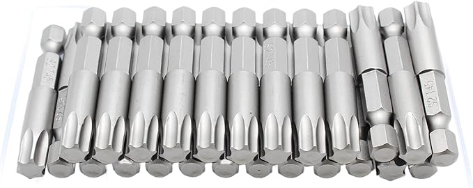 TEMO 25 pc T45 Torx Star Head Screwdriver Bit Set, S2 Steel 6 Point T-45 2 Inch Screwdriver Insert Bits