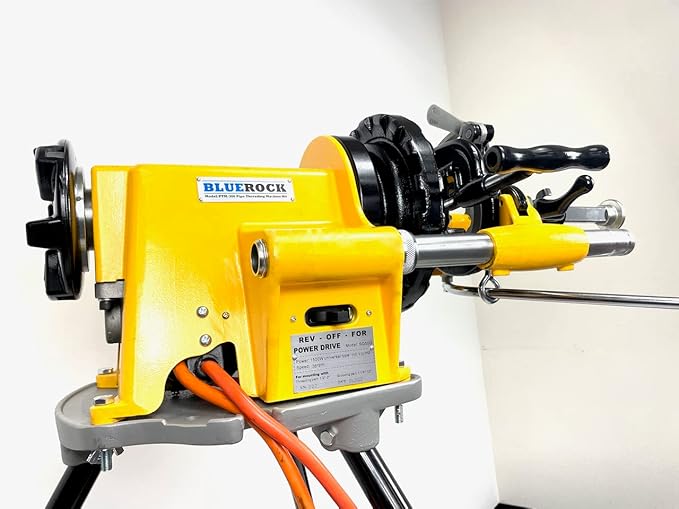 BLUEROCK PTM-300 Pipe Threading Kit includes PD-300 Power Drive, PTK-300 Threading Kit Assembly, OB-22 Oiler Bucket and H300 Tripod Stand