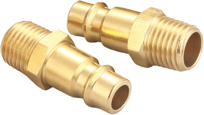 Pro High Flow Male Plug Kit, (20 Piece), V Style, 1/4 Inch NPT, Solid Brass Quick Connect Air Fittings Set